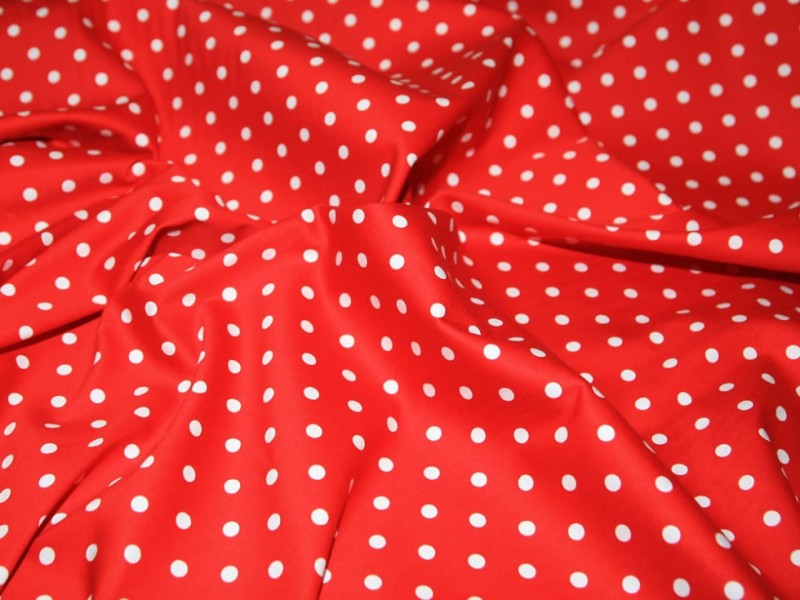 Deadstock Jardin Woven Stretch Cotton Sateen Fabric Red & White | Minerva