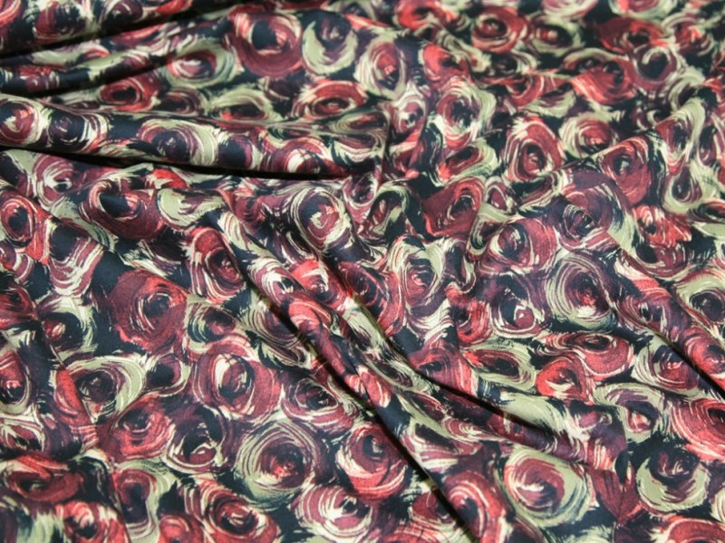 Woven Stretch Cotton Sateen Fabric Red/Wine | Minerva