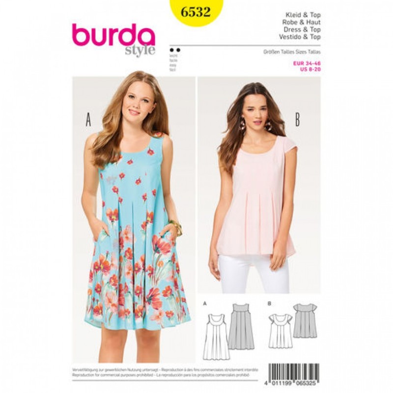 knee length dresses for ladies Burda Style Sewing Pattern 6040 Ladies Outerwear Dress / Blouse —  jaycotts.co.uk main image 0