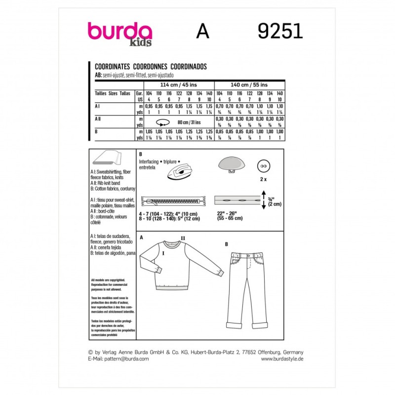 Burda Paper Sewing Pattern 9251 | Minerva