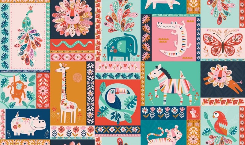 Tissu Enfant Dashwood Studio 'Habitat' 100% Coton - Motif Banquise Animaux - 20x110 Cm