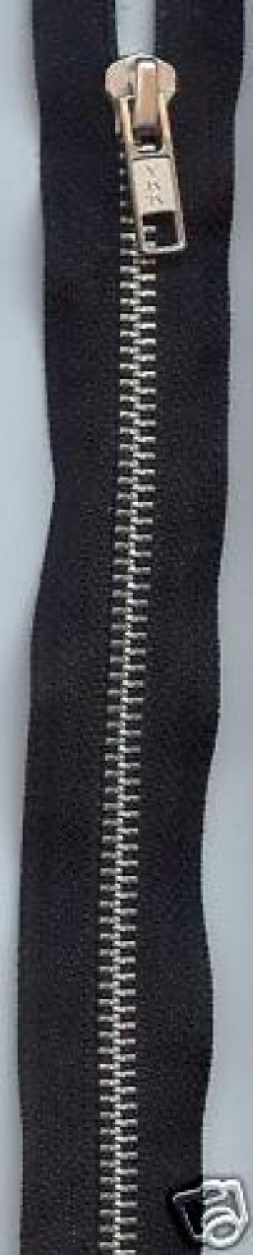 YKK Silver Metal Open End Zips Black