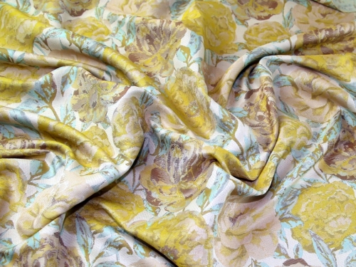 Deadstock Woven Brocade Fabric Turquoise & Gold