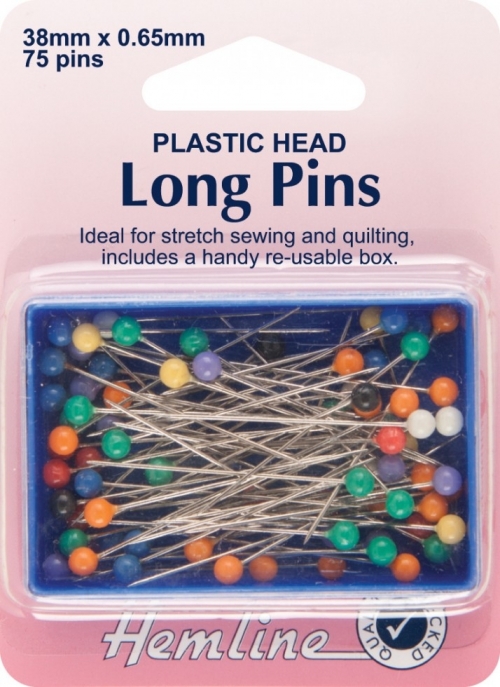 Hemline Plastic Head Long Pins