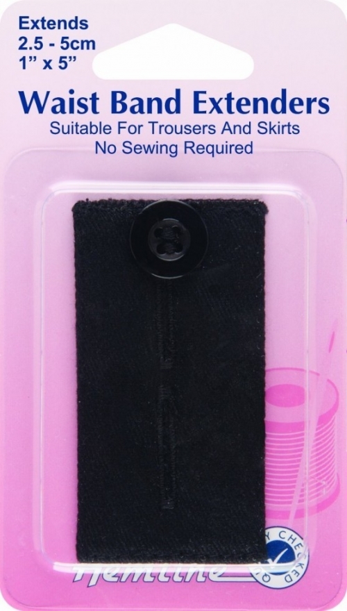 Hemline Waistband Extender Buttons Black