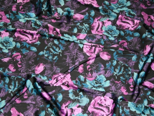 John Kaldor Ursula Stretch Woven Sateen Fabric Purple & Turquoise