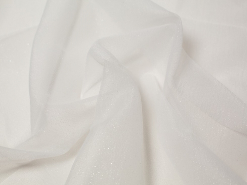 Minerva Core Range Blizzard Glitter Organza Fabric Ivory
