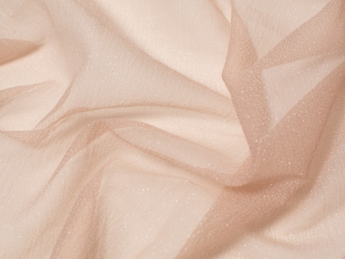 Minerva Core Range Blizzard Glitter Organza Fabric Beige