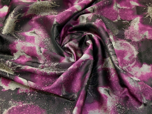 Minerva Core Range Catherine Metallic Woven Brocade Fabric Purple & Gold