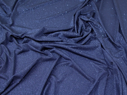 Minerva Core Range Dazzle Glitter ITY Silky Stretch Knit Fabric Navy Blue