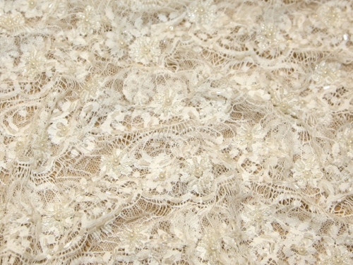 Emily Beaded Lace Fabric Ivory