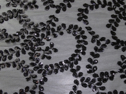 Fayette Sequin Mesh Fabric Black