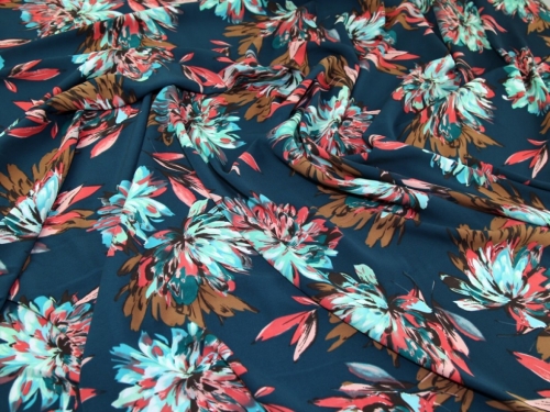 John Kaldor Hermione Crepe Fabric Green & Coral