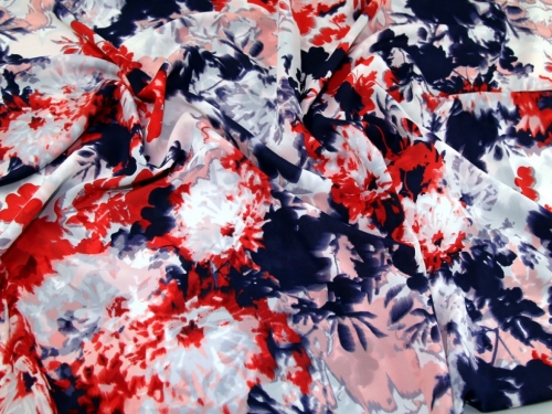 John Kaldor Ice Sheer Chiffon Fabric Red & Navy