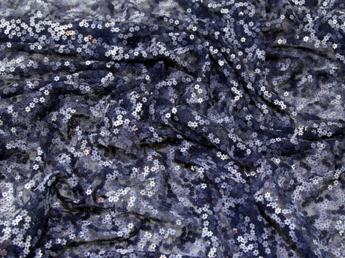 Jasper Sequin Mesh Fabric Navy Blue