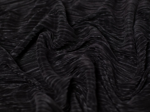 Minerva Core Range Laval Pleated Plisse Stretch Knit Fabric Black