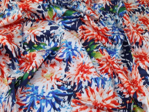John Kaldor Lizzano Cotton Sateen Fabric Orange & Blue