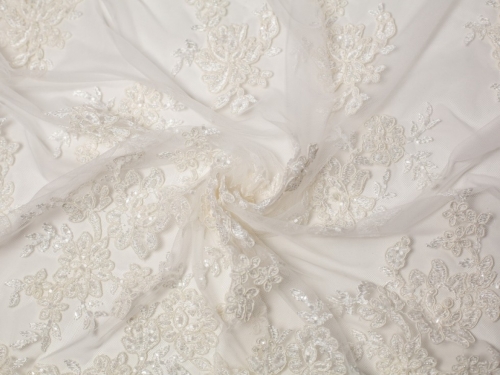 Minerva Core Range Naomi Beaded Lace Fabric Ivory