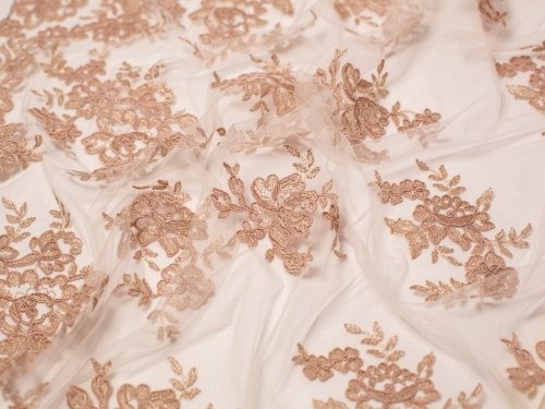 Minerva Core Range Naomi Embroidered Lace Fabric Beige
