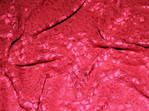 Minerva Core Range Perugia Stretch Lace Fabric Cherry