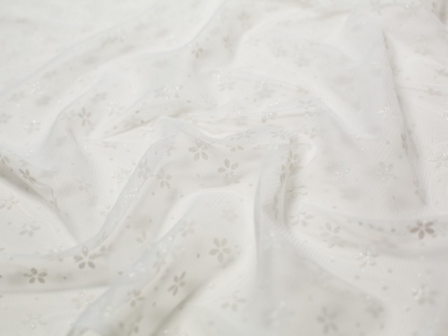 Minerva Core Range Petal Glitter Tulle Net Fabric Ivory