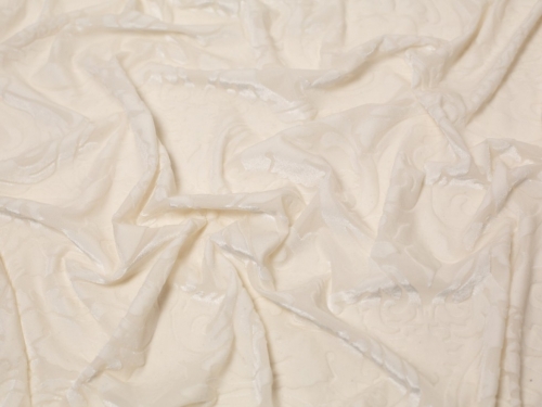 Minerva Core Range Puccini Burn Out Velvet Stretch Knit Fabric Ivory