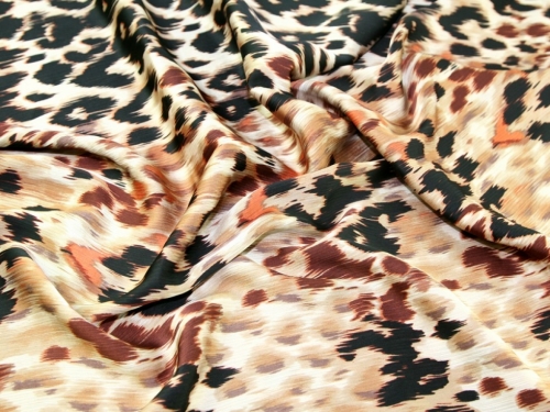 John Kaldor Rosaline Crinkle Satin Fabric Brown & Gold