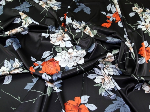 John Kaldor Santa Cruz Stretch Woven Satin Fabric Orange & Black