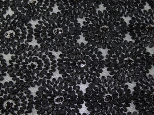 Santa Fe Embroidered Lace Fabric Black