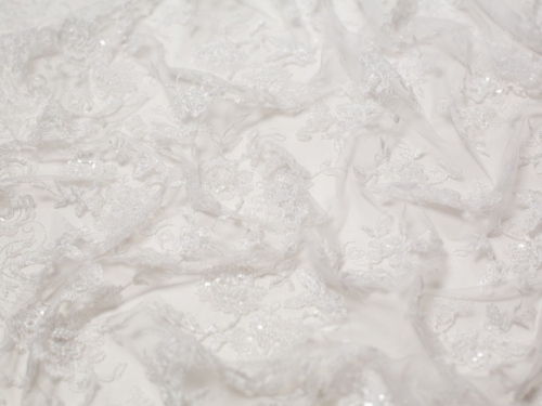 Minerva Core Range Sienna Beaded Lace Fabric White