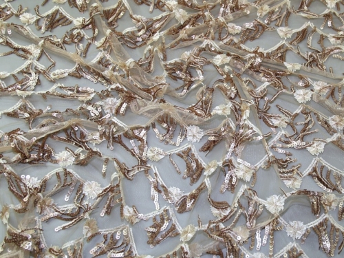 Sumatra Sequin Mesh Fabric Gold