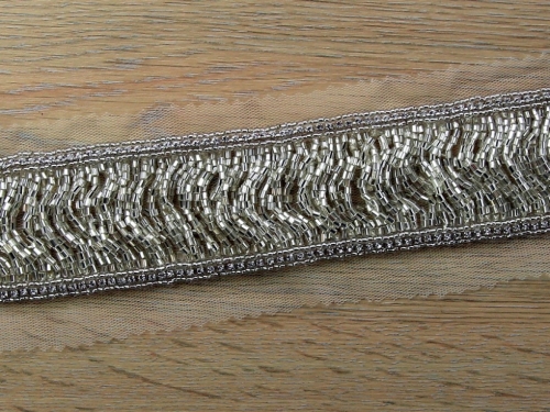 Loose Beaded Lace Trim Silver