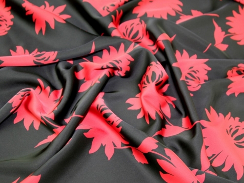 John Kaldor Ursula Stretch Woven Sateen Fabric Black & Red