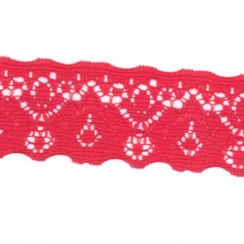 Flat Nylon Lace Trim Red
