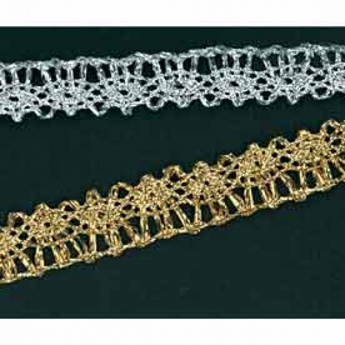 Flat Lurex Lace Trim Silver