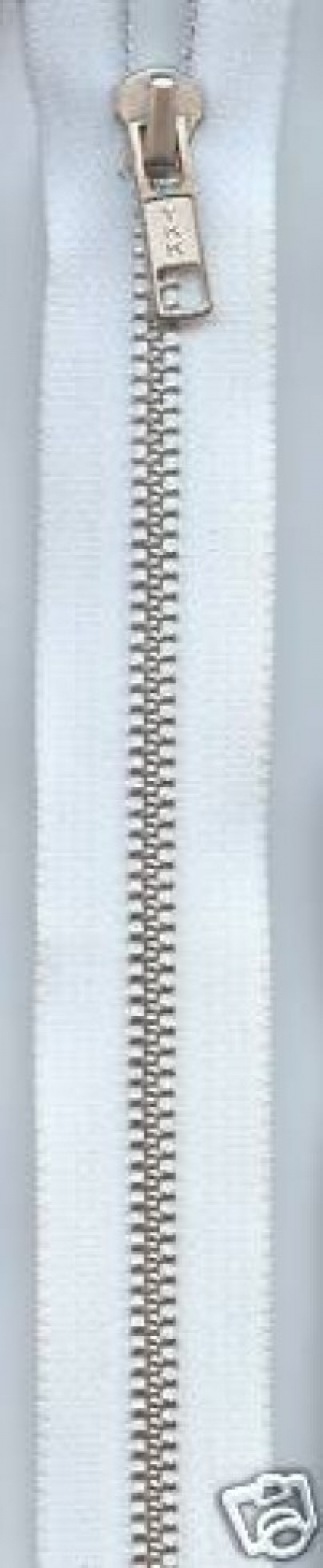 YKK Silver Metal Open End Zips White