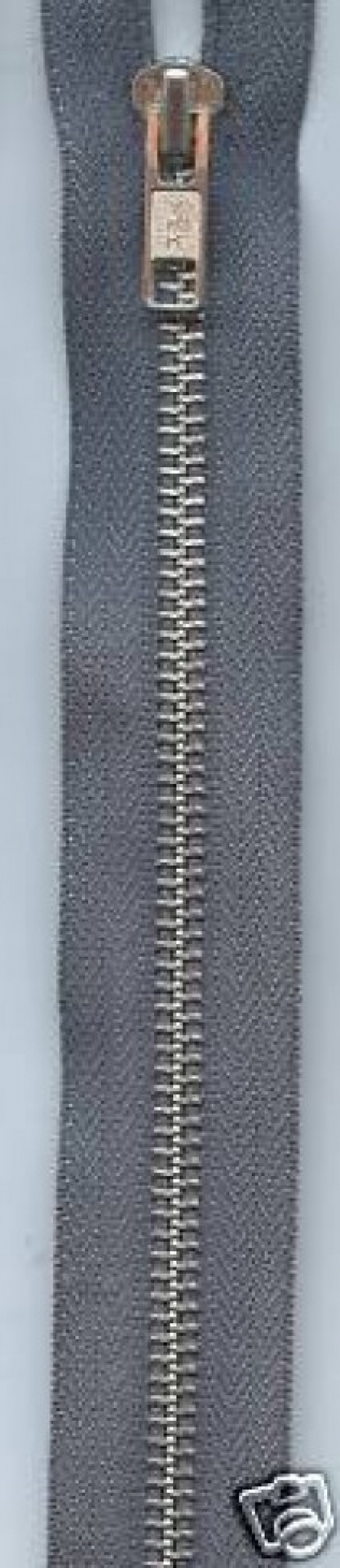 YKK Silver Metal Open End Zips Mid Grey