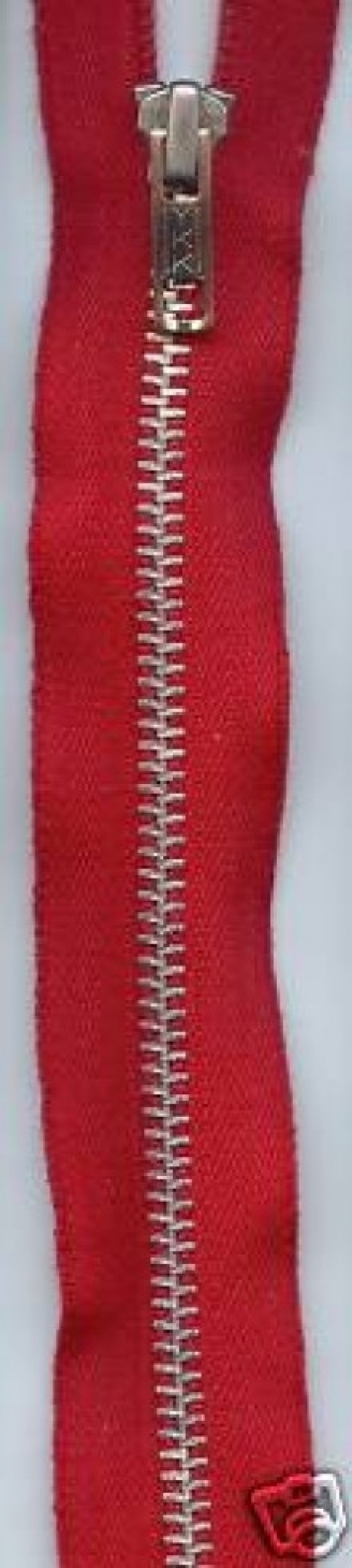 YKK Silver Metal Open End Zips Red