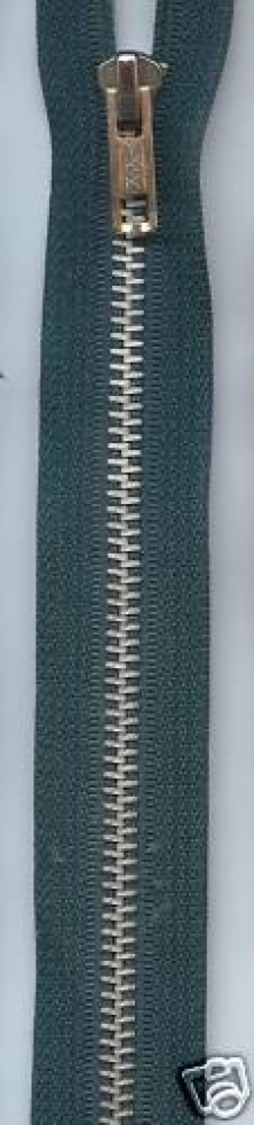 YKK Silver Metal Open End Zips Green