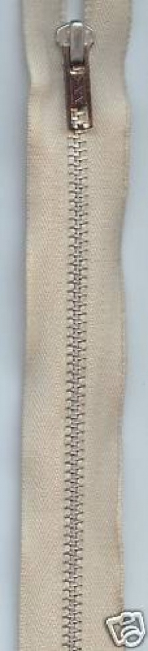 YKK Silver Metal Open End Zips Beige