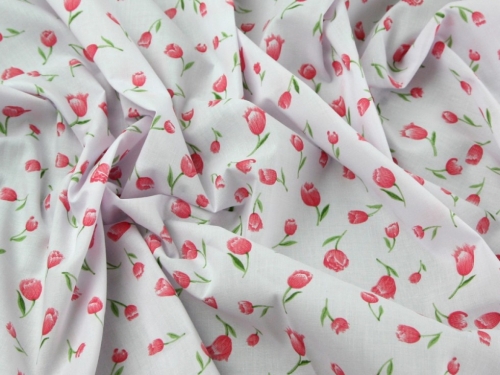 Printed Polycotton Fabric Pink