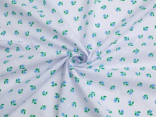 Printed Polycotton Fabric Blue