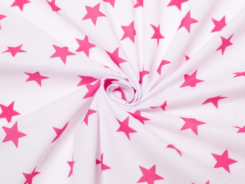 Minerva Core Range Printed Polycotton Fabric White & Cerise Pink