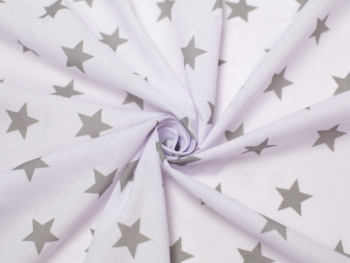 Minerva Core Range Printed Polycotton Fabric White & Light Grey