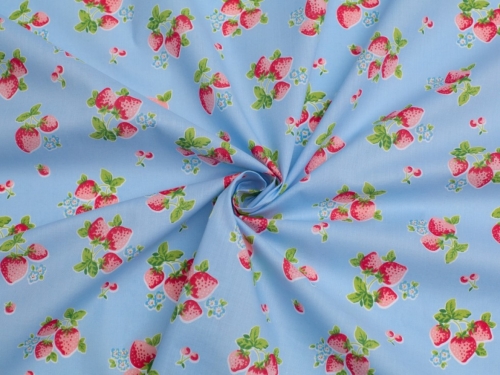 Printed Polycotton Fabric Light Blue