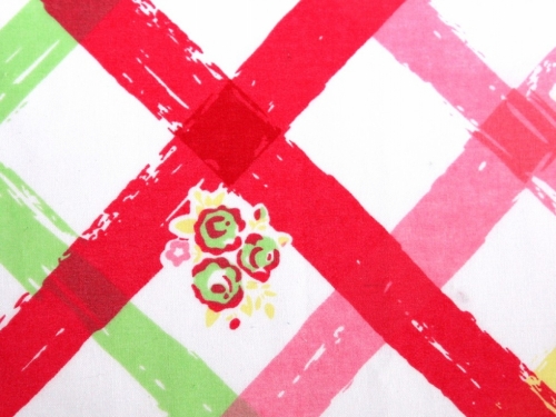 Printed Polycotton Fabric Pink & Lemon