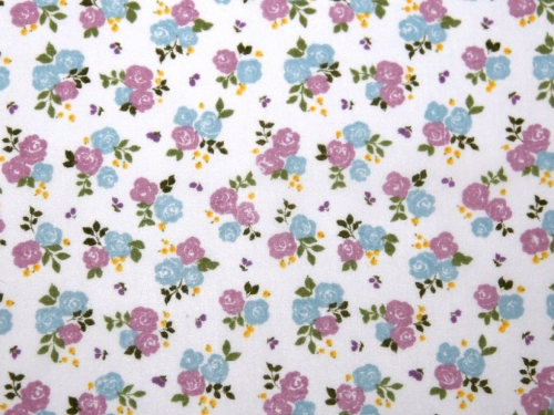 Printed Polycotton Fabric Lilac & Blue