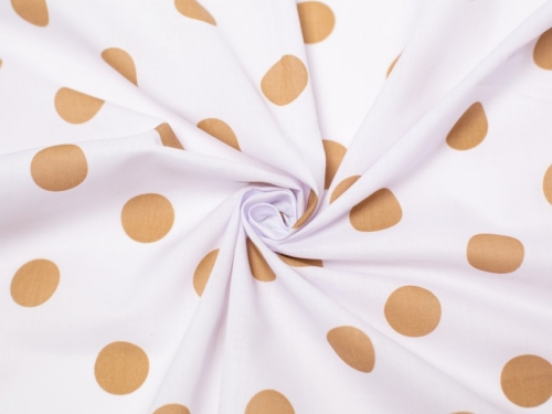 Minerva Core Range Printed Polycotton Fabric White & Beige