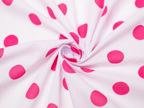 Minerva Core Range Printed Polycotton Fabric White & Dark Pink