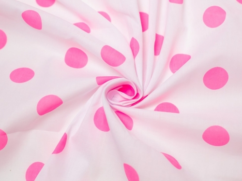 Minerva Core Range Printed Polycotton Fabric White & Pink